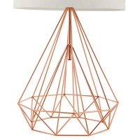 Paragon Rose Gold Geometric Table Lamp - Modern Elegance With Cream Fabric Shade - Requires 1 E26 60W Bulb (Not Included) - Perfect For Bedside, Office, Or Entryway - Made With Rose Gold Steel Wire