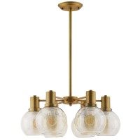 Resound Pendant Chandelier - Stylish Structural Artform With Amber Glass Shades, Brass Fixture - Perfect For Entryway, Dining Room, Kitchen, Bedroom - Contemporary Design - Bulbs Not Included