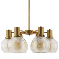 Resound Pendant Chandelier - Stylish Structural Artform With Amber Glass Shades, Brass Fixture - Perfect For Entryway, Dining Room, Kitchen, Bedroom - Contemporary Design - Bulbs Not Included