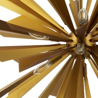 Pervade Starburst Brass Pendant Light Chandelier - Modern Mid-Century Design, Antique Brass Leaves, 16 Light Sockets, Flush Wall Mount, E12 25W Bulbs Required