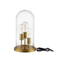 Admiration Cloche Lamp - Vintage Elegance And Industrial Allure, Antique Brass Base, Clear Glass Shade, Radiant Golden Light, Perfect For Living Room, Bedroom, Office - Bulbs Not Included