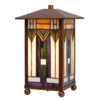 Add a touch of color to your dcor with this this Art color glass tiffany lamp It features a stained glass mission style finish with a metal frame and light house design The lamp is set on decorative balled feet for an extra touch of elegance