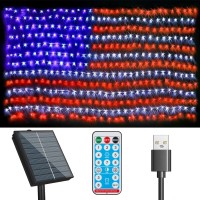 Mzd8391 Solar American Us Flag Lights Solar Usb 2 Power Way 420 Leds Waterproof Usa Net Lights 675 Ft X 353 For Garden