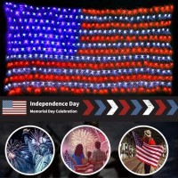 Mzd8391 Solar American Us Flag Lights Solar Usb 2 Power Way 420 Leds Waterproof Usa Net Lights 675 Ft X 353 For Garden