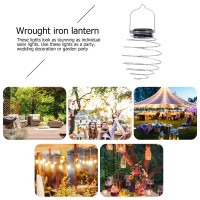 Coospy 4Pcs Solar Light Spiral Led Lanterns, Solar Garden Lights Outdoor Decorative Hanging Lights, Waterproof Pendant Light For Garden, Patio, Porch