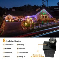 Christmas Lights Outdoor Decorations 400 Led 33Ft 8 Modes Curtain Fairy String Light With 75 Drops Clear Wire Led String Light