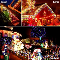 Christmas Lights Outdoor Decorations 400 Led 33Ft 8 Modes Curtain Fairy String Light With 75 Drops Clear Wire Led String Light