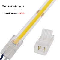 2-Pin 8Mm Cob Led Strip To Wire Connector Unwired Clips Solderless Adapter Terminal Extension Connection For High Density Led Strip Lights 12V 24V (Pack Of 10)