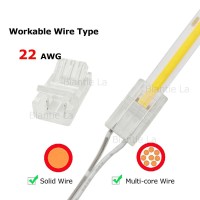 2-Pin 8Mm Cob Led Strip To Wire Connector Unwired Clips Solderless Adapter Terminal Extension Connection For High Density Led Strip Lights 12V 24V (Pack Of 10)