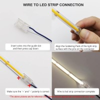 2-Pin 8Mm Cob Led Strip To Wire Connector Unwired Clips Solderless Adapter Terminal Extension Connection For High Density Led Strip Lights 12V 24V (Pack Of 10)