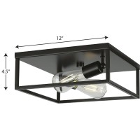 Progress Lighting Perimeter Collection 2-Light Matte Black Modern Flush Mount Ceiling Light