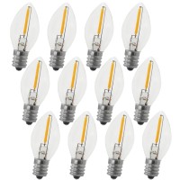 Myemitting Night Light Bulbs C7 Candelabra Led Light Bulbs 0.6W Equivalent To 7W White Warm 2700K Outdoor String Lights Waterproof Clear Glass Night Light Bulbs E12 Base 12 Pack