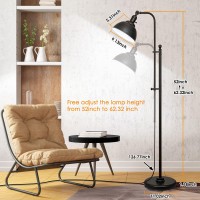 Coucrek Industrial Floor Lamp, 3 Color Temperature Rustic Floor Lamps In Aged Bronze, Adjustable Height&Head Standing Reading Lamp Farmhouse Lamp