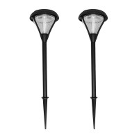 Gama Sonic Premier Outdoor Pathway Garden Landscape Light With 2 Color Leds, Warm White And Bright White, Black, Heavy Duty Cast Aluminum, 50 Lumens, 2-Pack (239002)