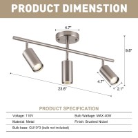 Brfaixla 3-Light Led Track Lighting Kit Brushed Nickel Metal 3 Way 24