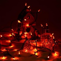 Odeetronic Orange Lights 33Ft 100 Led Halloween Orange String Lights Connectable 120V Ul Certified Indoor Orange Mini Lights