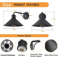 Victogate 2 Pack Outdoor Wall Lights Wall Mount For House Porch Light Fixtures Matte Black Modern Farmhouse Outdoor Wall Sconc