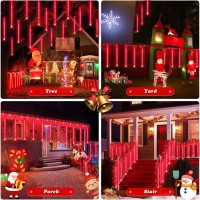 Jmexsuss Red Solar Meteor Shower Rain Lights 8 Tube 144 Leds Solar Christmas Lights Led String Lights For Xmas Halloween Tree