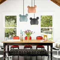 Bepuzz Black Cartoon Mouse Pendant Light Fixtures, Cute Matte Black Iron Creative Personality Ceiling Pendant Lighting Adjustable Height Modern Mid Century Pendant Lamp For Kitchen Island Bedroom Bar