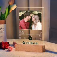 Veelu Custom Spotify Plaque Personalized Mothers Day Gifts For Mom - Customized Song Plaque With Picture Frame For Men Gifts For Girlfriend Boyfriend - Night Light Birthday Gifts For Her Him Couples