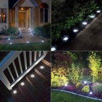 Odeetronic Solar Ground Lights, 12 Pack 8 Led Solar Disk Lights, Outdoor In-Ground Light Waterproof, Flat Solar Light, Round Solar Puck Light For Landscape, Pathway, Yard, Garden, Walkway, Cool White