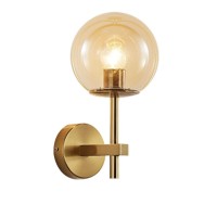 Fulesi Modern Wall Sconce Mid Century Style With Glass Shade Brass Finish Home Decor Wall Light Amber Bathroom Vanity Wall Light