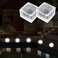 Medoyoh 2Pcs Cool White Light Solar Light Pvc Brick, Solar Led Brick Light With Light Sensor, On/Off Solar Lights Outdoor Garden Ornaments For Lawn Path Courtyard Deck Ground Pond, 7X7X5Cm