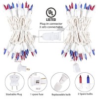 4Th Of July Decoration Patriotic Mini Lights 100 Count 25 Feet Red White Blue Incandescent Bulb Waterproof String Lights Plug