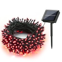 Joomer Red Solar Christmas Lights, 105Ft 300 Led 8 Modes Solar String Lights Waterproof Fairy Tree Lights For Garden, Patio, Fence, Balcony, Outdoors