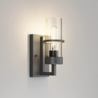 Tipace Black Wall Light Fixtures Industrial Wall Sconces Clear Glass Wall Mount Sconce Wall Lamp For Living Room Bedroom Hallway