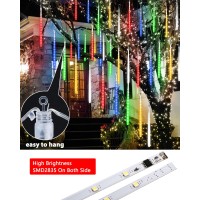 Joomer Meteor Shower Lights Outdoor, 11.8 Inches 10 Tubes 240 Led, Waterproof Meteor Christmas Lights, Hanging Icicle Lights, Falling Rain Lights For Tree Wedding Party Holiday Decoration