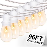 Addlon 96 Ft (2X48Ft) Outdoor String Lights Commercial Grade Strand 36 Edison Vintage Bulbs 30 Hanging Sockets, Ul Listed Heavy-Duty Decorative Caf