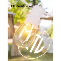 Addlon 96 Ft (2X48Ft) Outdoor String Lights Commercial Grade Strand 36 Edison Vintage Bulbs 30 Hanging Sockets, Ul Listed Heavy-Duty Decorative Caf