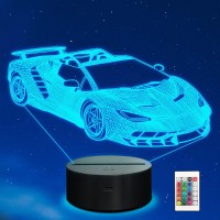 Ammonite Race Car Gifts,3D Car Lamp With Remote Control 16 Colors Changing And Timing Function, Car Party Supplies Holiday Xmas Birthday Gifts For Kids Child Teen