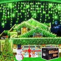 Hezbjiti Christmas Lights Decorations Outdoor, 800 Led 65.6 Ft 8 Modes 150 Drops Fairy String Curtain Lights For Christmas Decor Eaves Window Party Yard Garden Indoor (Green)