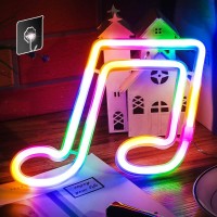 Colored Music Neon Sign - Led Neon Signs For Wall Decor,Battery Or Usb Powered Neon Lights For Bedroom,Suitable For Room Decoration And Girls Gifts