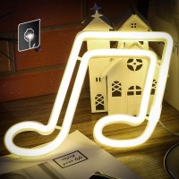 Warm White Music Neon Sign - Battery Or Usb Powered Neon Lights For Bedroom, Led Neon Signs For Wall Decor,Suitable For Room Decoration And Girls Gifts