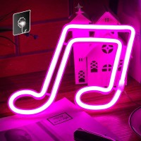 Pink Music Neon Sign - Battery Or Usb Powered Neon Lights For Bedroom, Led Neon Signs For Wall Decor,Suitable For Room Decoration And Girls Gifts