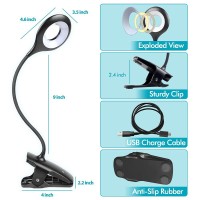 Cuhioy Book Reading Light For Bed,3 Colors *3 Brightness Levels Dimmable Clip On Bed Light, Eye Protect 28 Led Night Reading Lamps For Headboard. Desk Lamp With Adjustable Flexible Arm For Kids