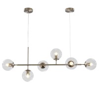 Kco Modern Ceiling Pendant Lighting, Mid-Century Glass Globes Sputnik Pendant Lamp, Led 6-Light Hanging Adjustable Chandelier For Kitchen Island Living Dining Room (Silver+Clear)