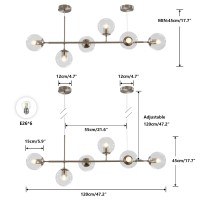 Kco Modern Ceiling Pendant Lighting, Mid-Century Glass Globes Sputnik Pendant Lamp, Led 6-Light Hanging Adjustable Chandelier For Kitchen Island Living Dining Room (Silver+Clear)