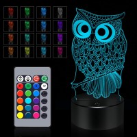 Bassi Owl Gifts 3D Owl Lamp, Touch & Remote Control - 16 Color Change Night Light - Bedroom Decoration Toys Mothers Day Valentine'S Day Christmas Xmas Birthday Gifts For Boys Girls Women�