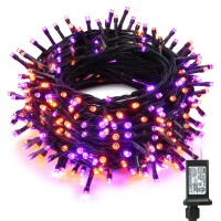 Orange Purple Halloween Lights 9842Ft 300 Led Orange Lights Connectable 8 Modes Halloween String Lights Plug In Twinkle Pu