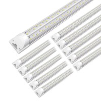 Vshape 10 Pack 8Ft Led Shop Light 100W 13000Lm 6000K Super Bright T8 Led Garage Light No Rf Fm Interference Linkable Shop