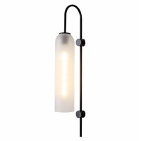 Bokt Mid Century Modern Long Wall Sconce 1-Light Matte Black White Glass Wall Mounted Light Contemporary Large Indoor Wall Sconce Lamp Vintage Bathroom Wall Light (White)