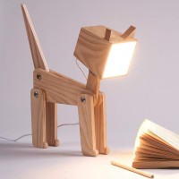 Hroome Unique Bedside Table Lamp Cat Adjustable Body Fun Wooden Desk Lamp With Dimmable Touch Switch Warm White Light Gift For Kids Room, Living Room, Boy'S Girl'S Bedroom, College Dorm, Bookcase