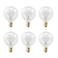 Etwincoo Wax Warmer Bulbs, G50 25 Watt Light Bulbs For Full Size Scentsy Warmers, G16.5 Globe E12 Base Clear Scentsy Light Bulbs For Wax Warmers - Long Life-Span And Melt Wax Fast, 120 Volt (6 Pack)