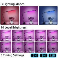 Lonsrive Grow Light For Indoor Plant Growing Led Grow Light Single Head 9 Dimmable Settings, Plant Grow Lamp For Indoor Plants With Red/Blue Spectrum