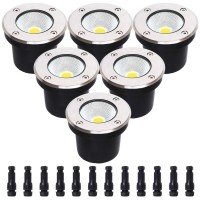 Eleglo Low Voltage Led Landscape Lights 6 Pack Led Well Lights,15W 12V-24V Ground Lights Ip67 Waterproof Landscape Lighting For Garden Lights Outdoor Step, Driveway, Deck(3000K Warm White)