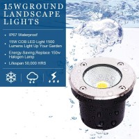 Eleglo Low Voltage Led Landscape Lights 6 Pack Led Well Lights,15W 12V-24V Ground Lights Ip67 Waterproof Landscape Lighting For Garden Lights Outdoor Step, Driveway, Deck(3000K Warm White)